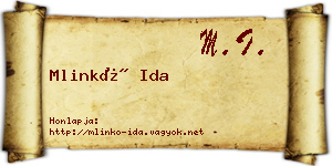 Mlinkó Ida névjegykártya
