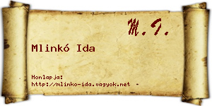 Mlinkó Ida névjegykártya